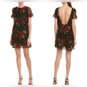 Show Me Your Mumu Backless Mini Dress with Embroidered Floral Overlay